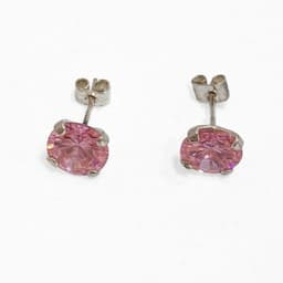 Aros Circon Plata 8mm Rosado