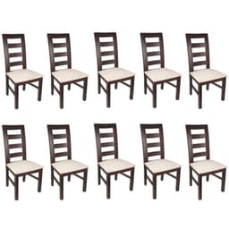 PACK 10 SILLAS AMELIA MADERA COLOR CHOCOLATE TAPIZ BEIGE JASPEADO Cafe Oscuro