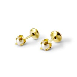 Aros Bebe Perla Sintetica 2mm Grifas Enchapado Oro 18K Blanco