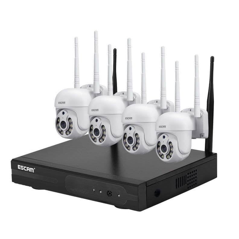 Kit NVR inalambrico 4 Camaras de seguridad IP Wifi QHD 1296P 3MP ESCAM WNK714
