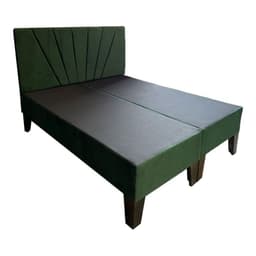 Base HVM 2 Plazas + Respaldo Lineal Verde Oscuro Felpa Pmadera