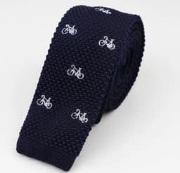 Corbata Tejida Hilo Con Diseno Vintage Bicicletas Azul