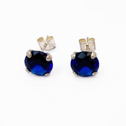 Aros Circon Plata 8mm Azul Azul Oscuro