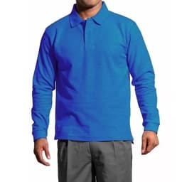 Polera Manga Larga Pique Azulina Para Hombre Azul S