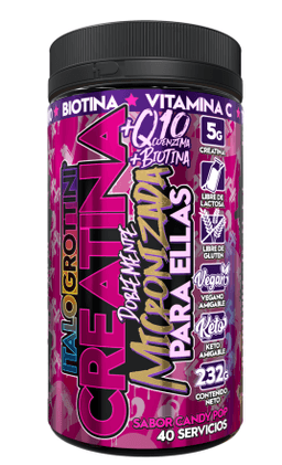Creatina Doblemente Micronizada para Ellas 235g 40sv Candy pop - ITALO GROTTINI Diseno 1