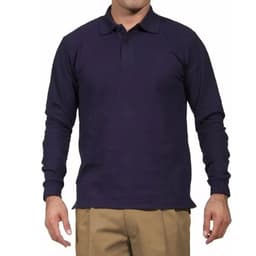 Polera Manga Larga Pique Azul Marino Para Hombre S