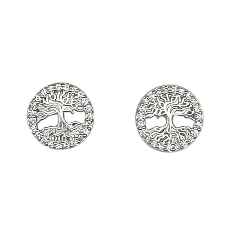 Aros Arbol De La Vida Circon Mini Plata Fina 925