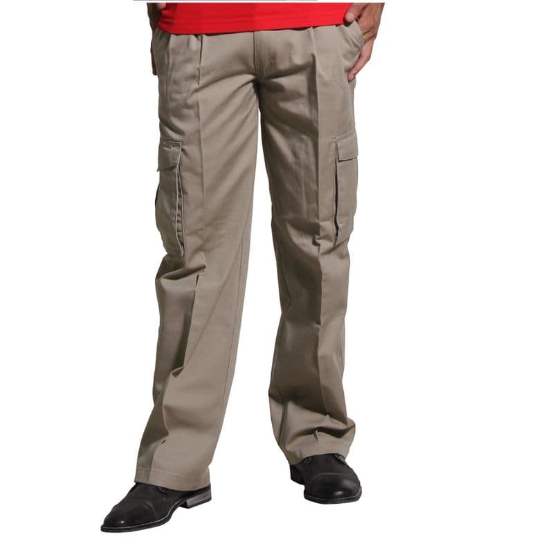 Pantalon Gabardina Ejecutivo Cargo Con Pinzas Beige 44