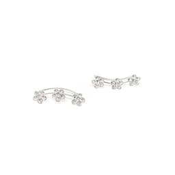 Aros Trepadores 3 Flores Cristal Plata Fina 925