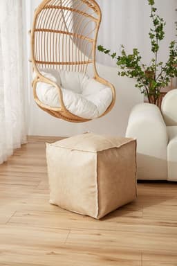 Pouf de ecocuero cuadrado 45x45cm color beige