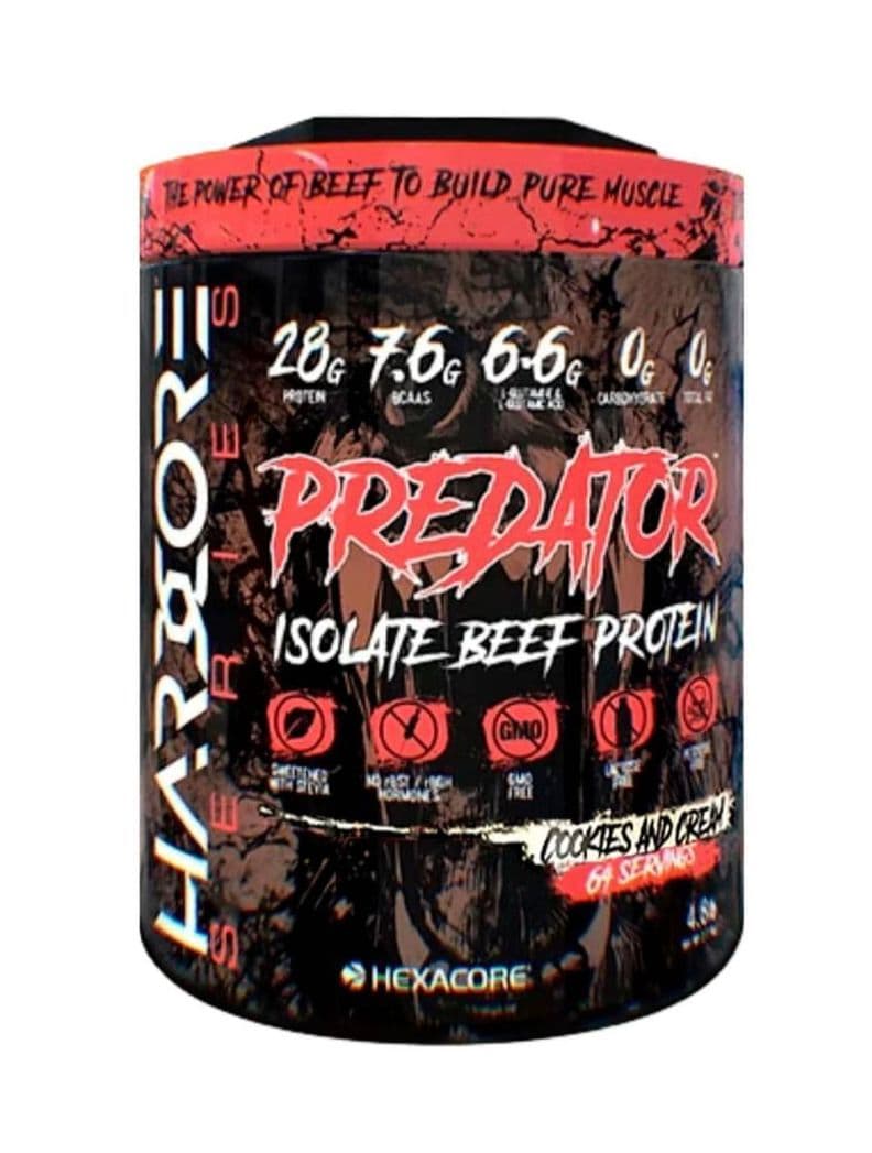 Proteina de carne Hexacore Predator 4 8 libras 64 servicios Cookies and Cream Rojo