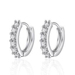 Aros Mini Argollas Con Circones Plateado
