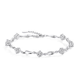 Pulsera Plateada Rombos y Circones