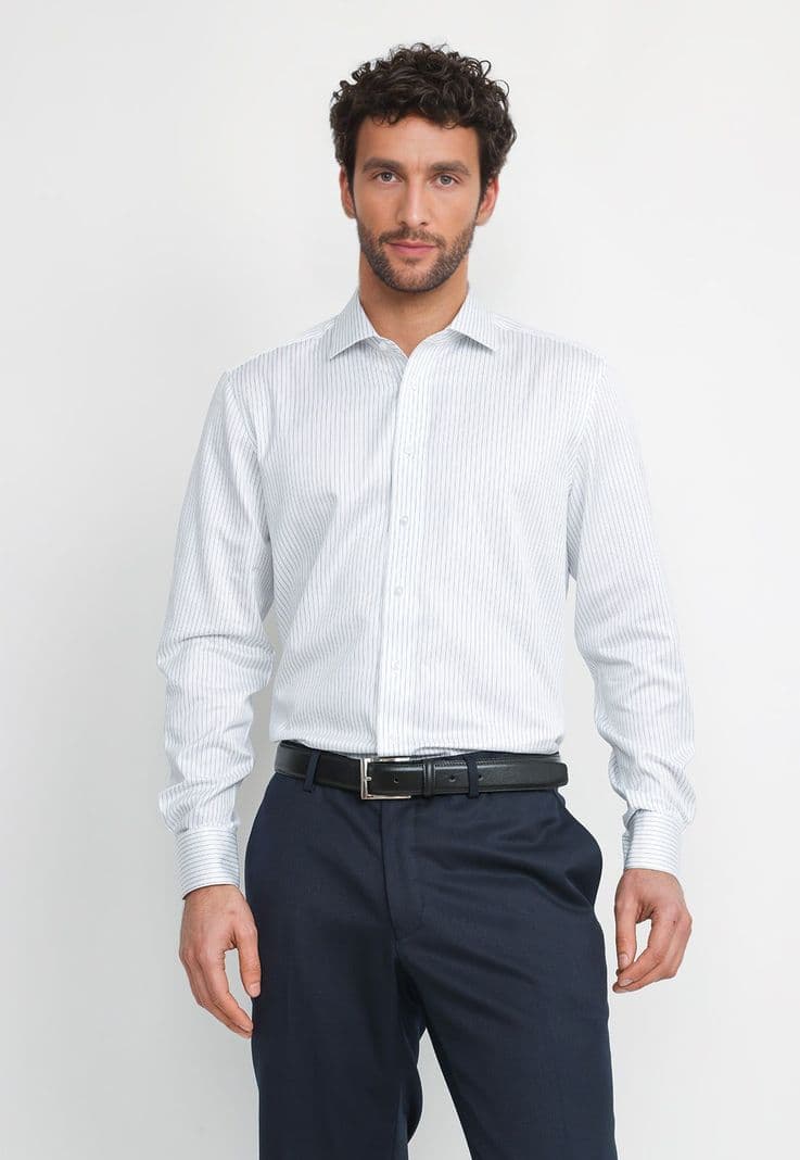 Camisa Hombre Formal Algodon Non Iron Azul 16
