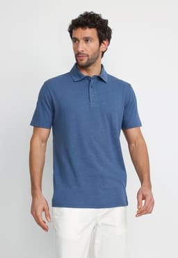 Polera Polo Lino Algodon Morris Azul S