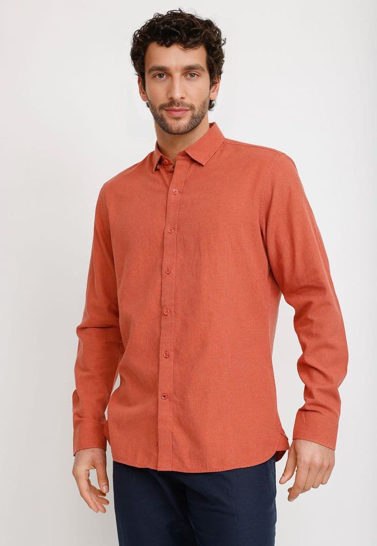 Camisa Lino Algodon Braulio Naranjo XL