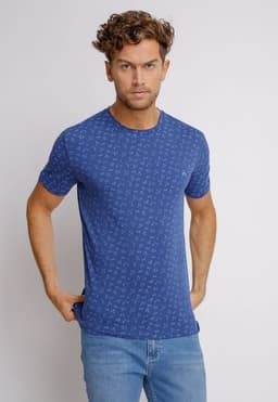 Polera Hombre Slim Fit Miquele Algodon Azul S