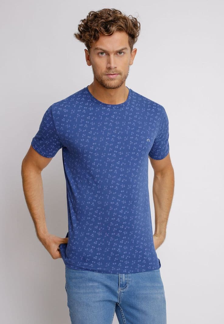 Polera Hombre Slim Fit Miquele Algodon Azul S
