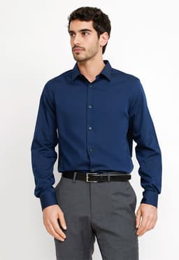 Camisa Formal Hombre Non Iron (No Se Plancha) Azul L