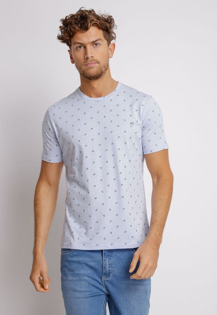Polera Hombre Slim Fit Miquele Algodon Celeste L