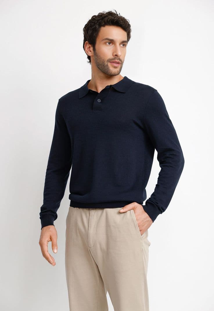 Polera ML Hombre Marcel Azul Marino XL
