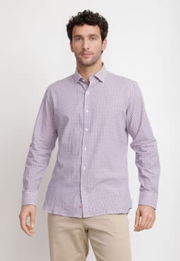 Camisa Cuadros Algodon Baudilio Coral Naranjo S