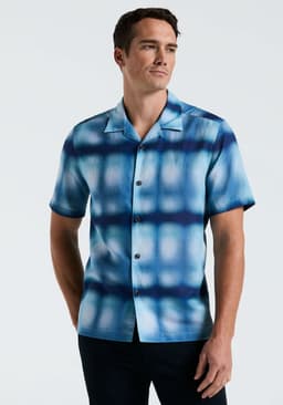 Camisa Hombre Lino Manga Corta Denim Azul Marino XL