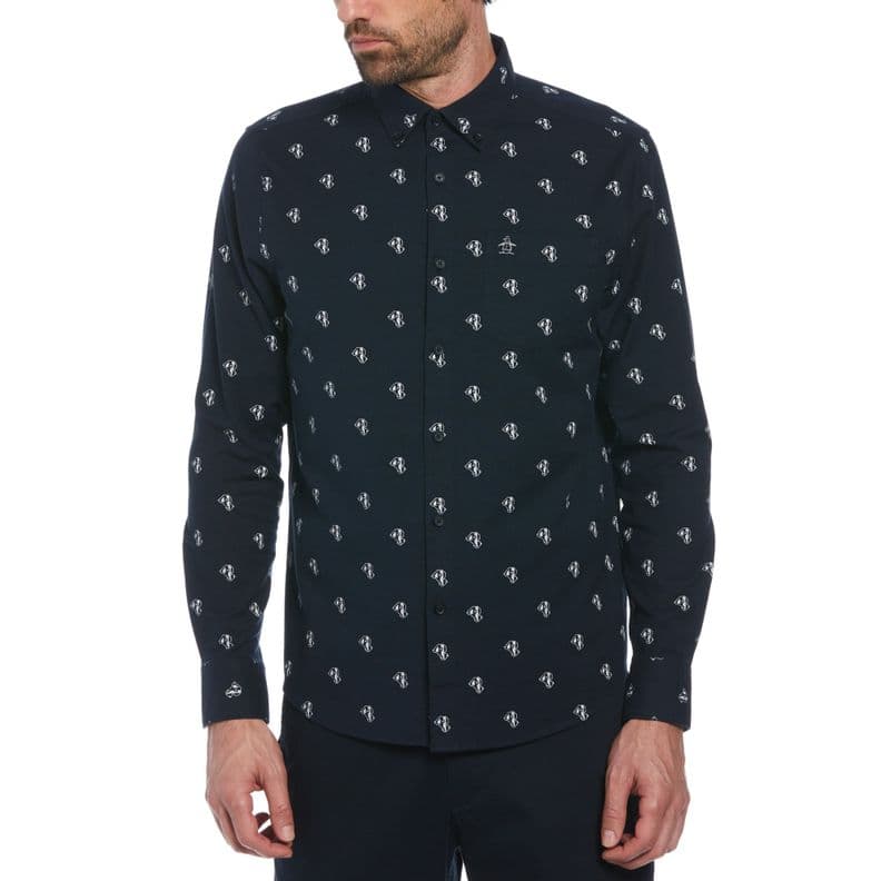 Camisa Hombre Estampado Navy Azul Marino S