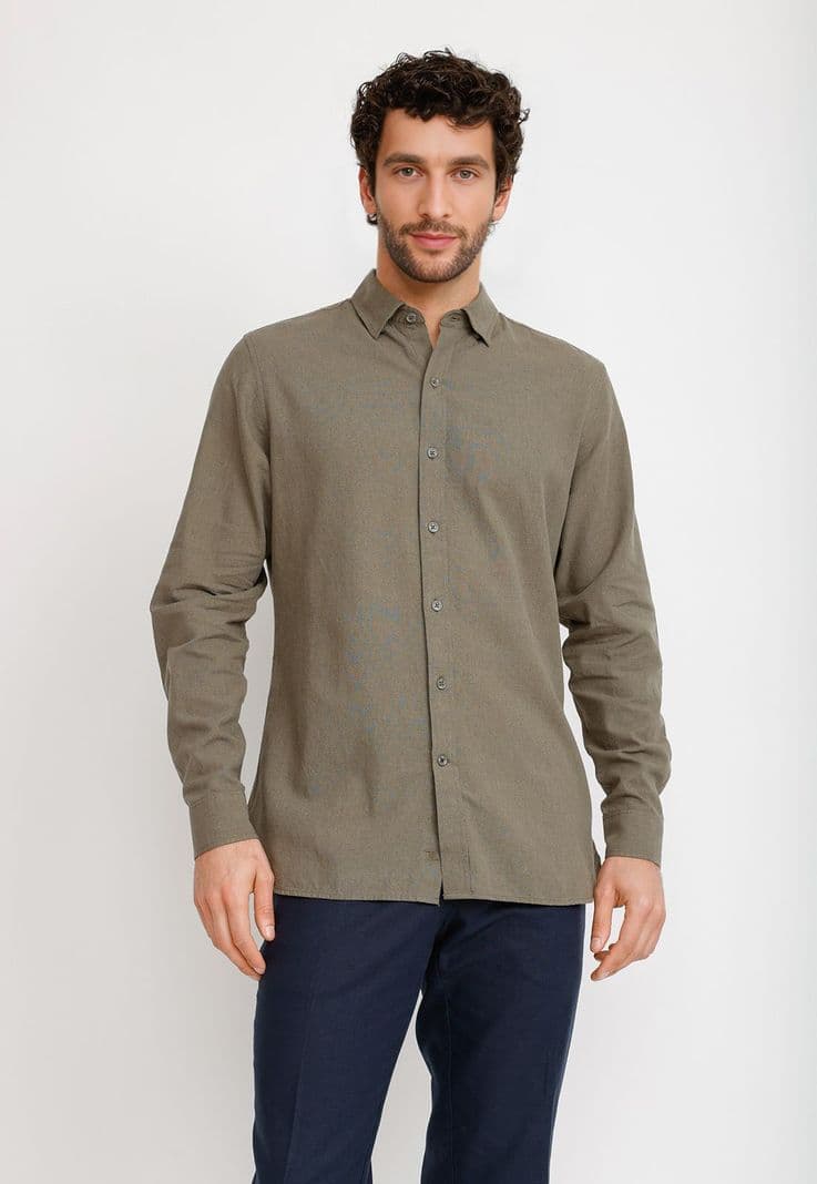 Camisa Lino Algodon Braulio Verde S