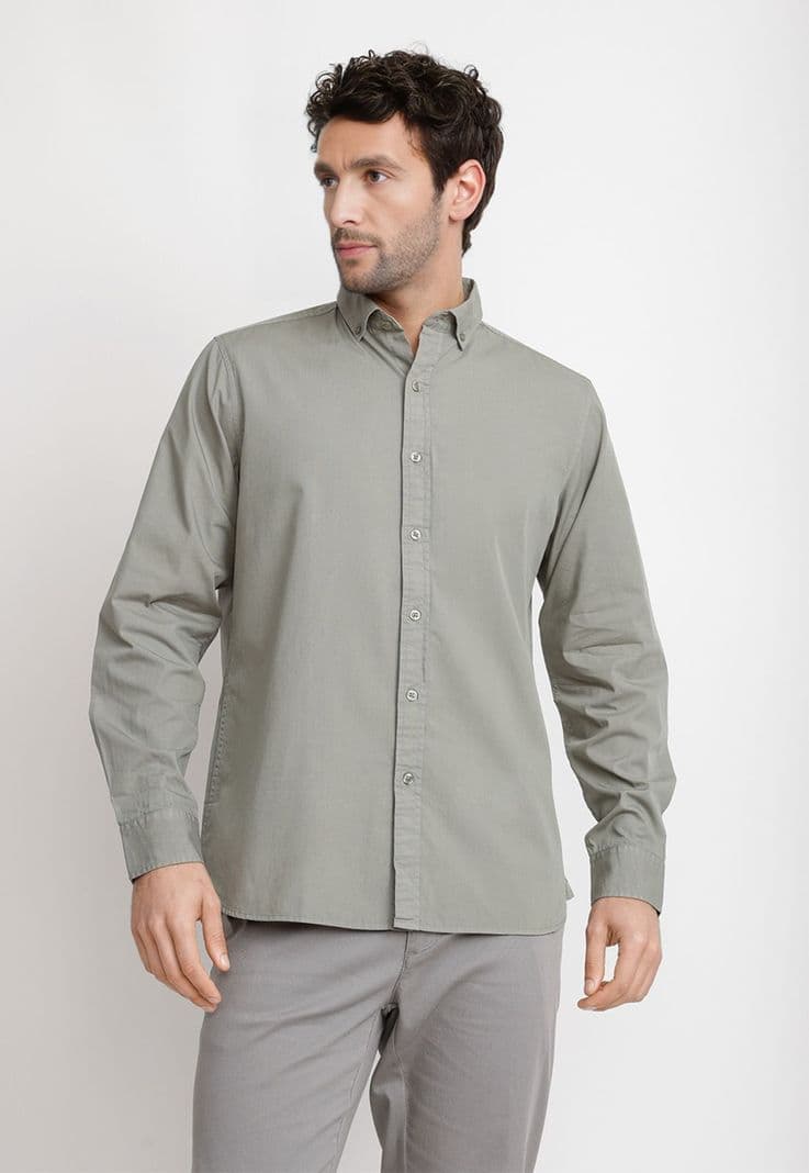 Camisa Lisa Algodon Basilio Verde XL