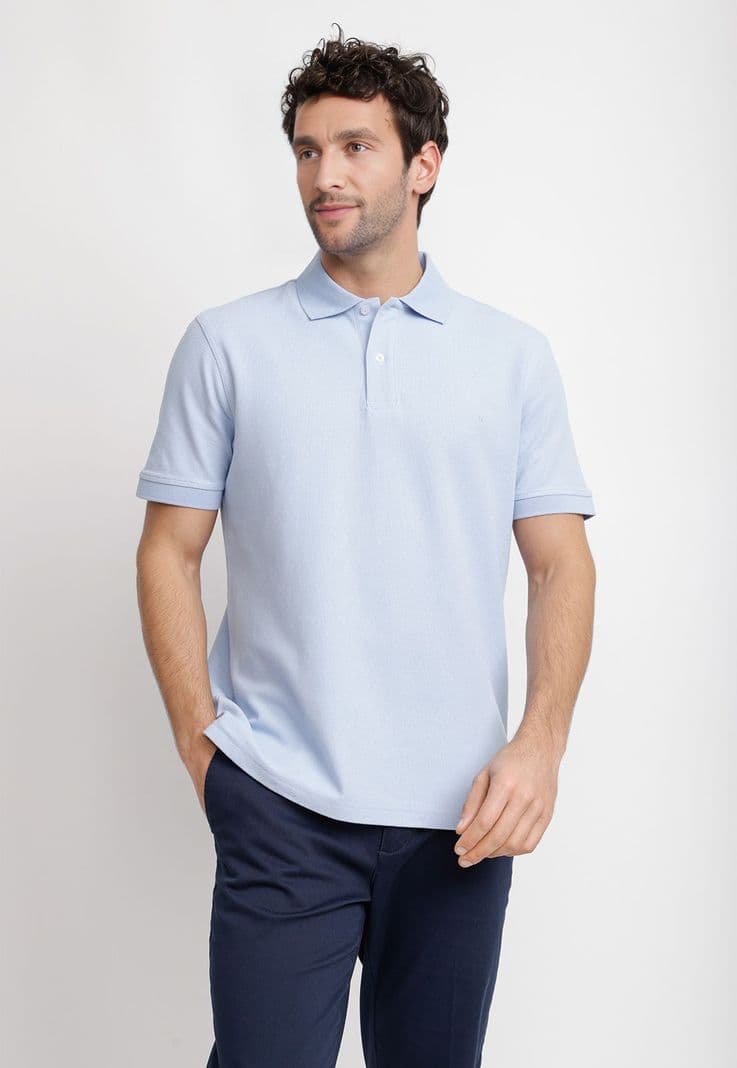 Polera Polo Pique Algodon Marini Celeste XL