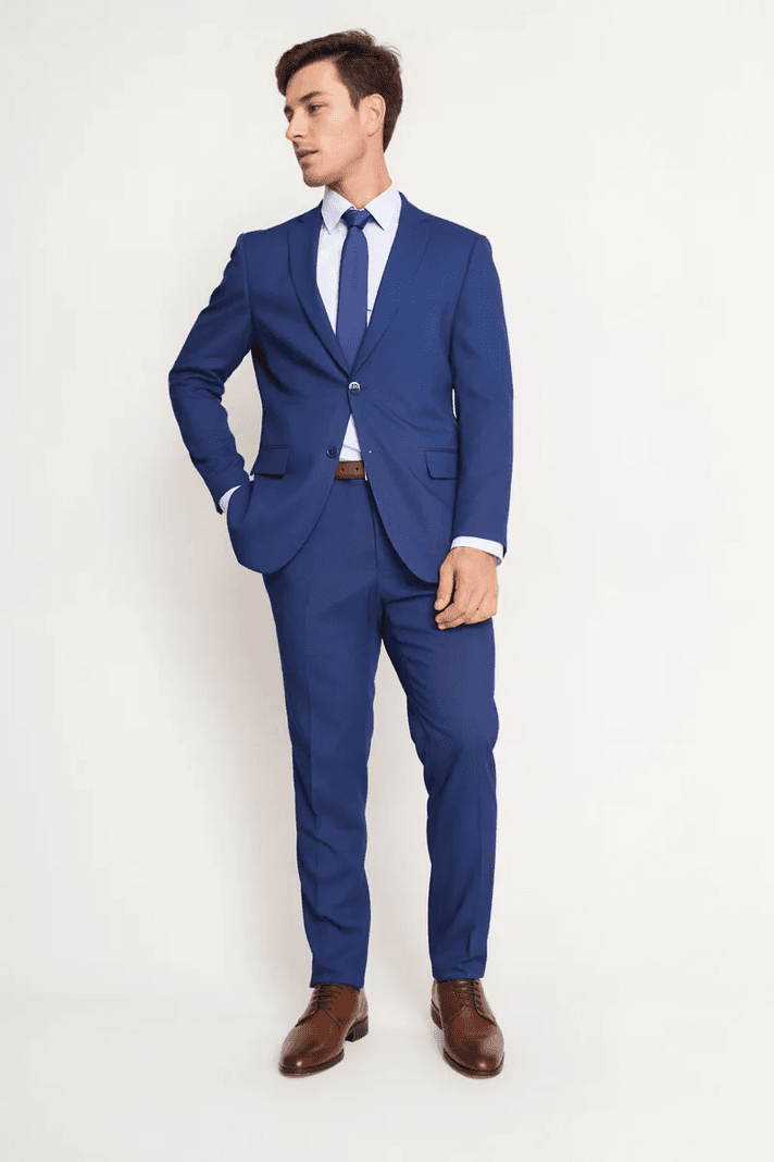 Traje Formal Hombre Slim Texturado Azul Medio 60