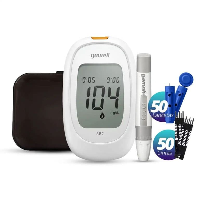 Glucometro Yuwell 582 Medidor Glucosa Glicemia 50 Cintas y 50 Lancetas