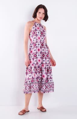 Vestido Sin Manga Escote Halter Rosado M