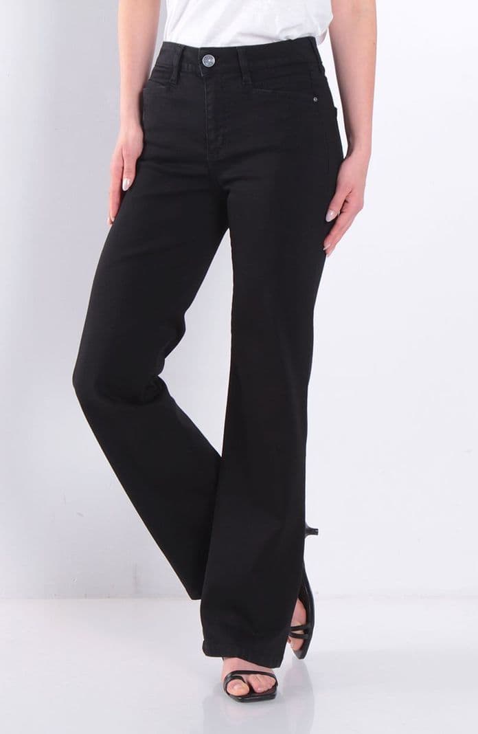 Jeans Recto Tiro Alto Basico Pretina Un Boton Negro 50