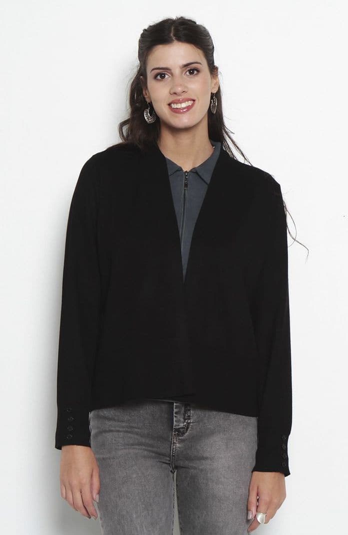Chaleco Abierto Manga Larga Negro XL