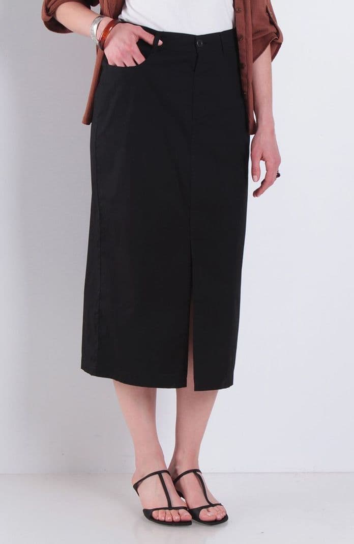 Falda Cargo Solido Pretina Basica 1 Boton Negro S