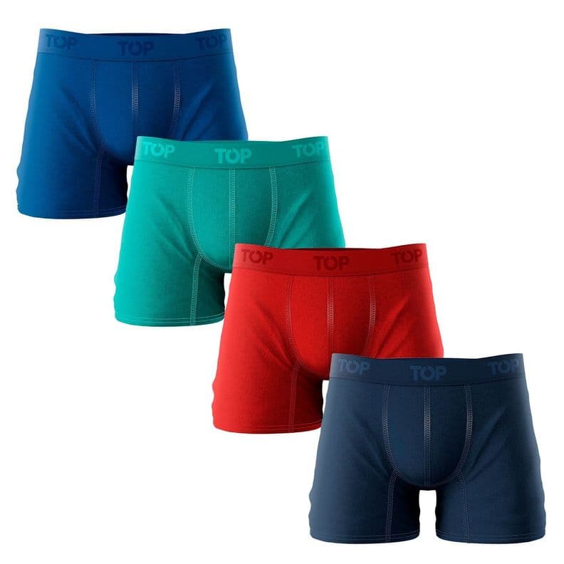 Boxer Medio Algodon Color Pack 4 PK C17 Top M