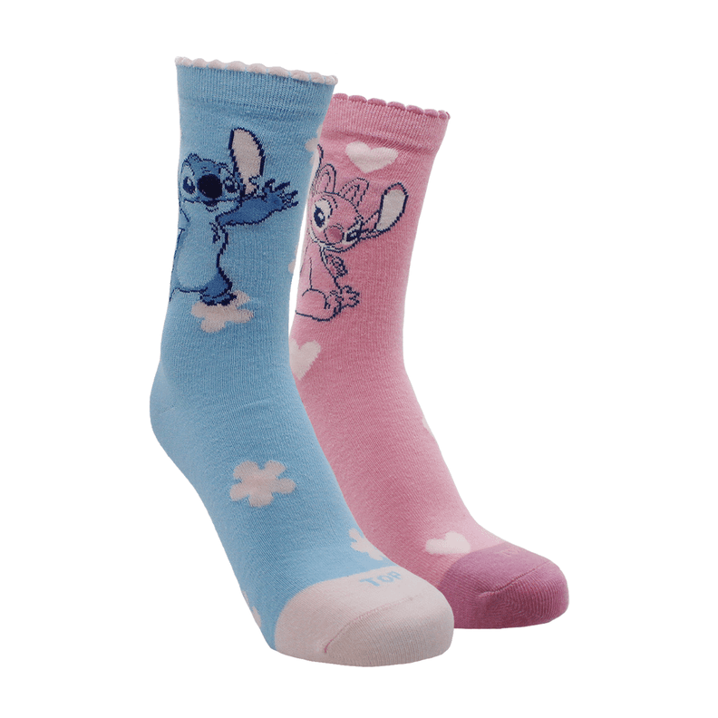 CALCETINES LARGOS NINA ALGODON PACK 2 STITCH C1 TOP 25-29