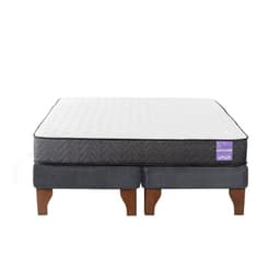 Cama Europea 2 Plazas 150x190 cm Base Colchon Madera Gris
