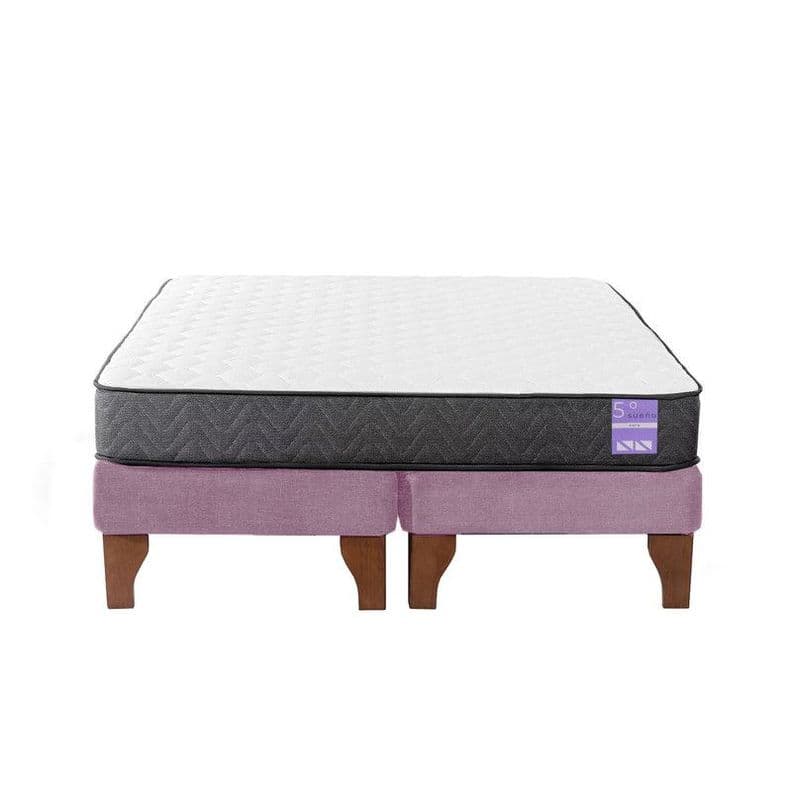 Cama Europea 2 Plazas 150x190 cm Base Colchon Madera Rosado