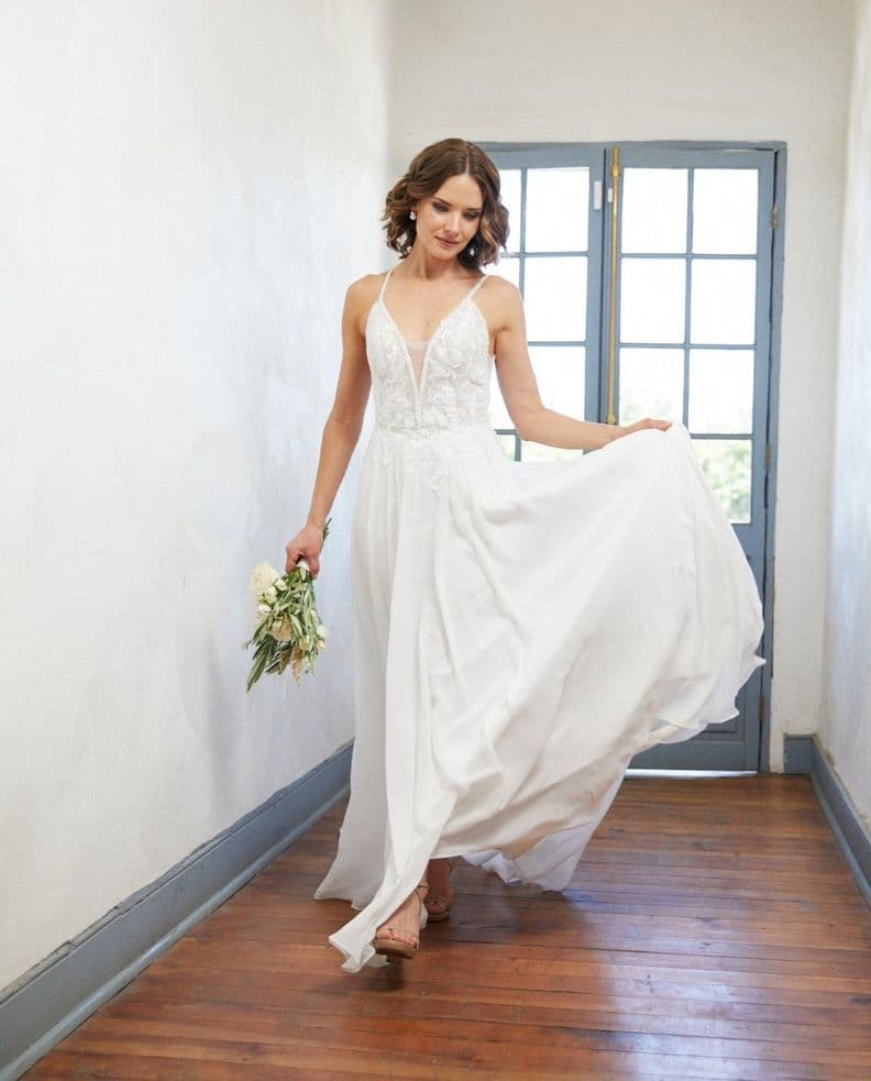 Vestido Largo de Novia Lys Gasa Ivory Blanco M