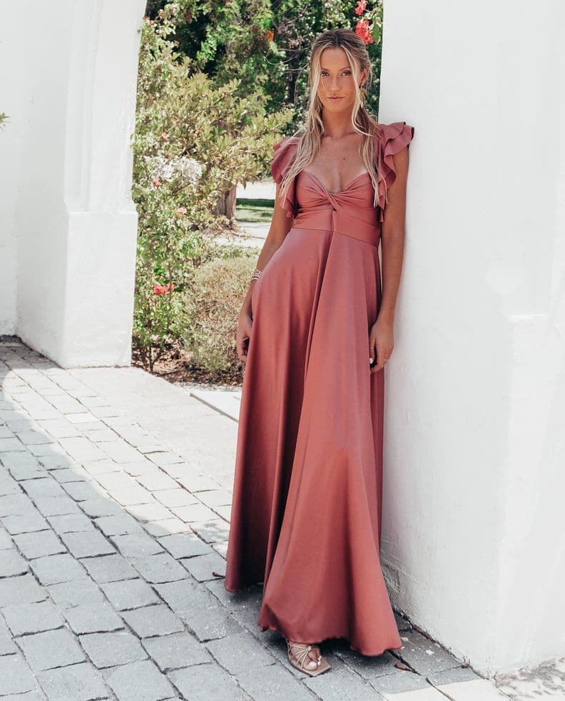 MAXI VESTIDO NATALIA CANELA CLARO Naranjo S-M