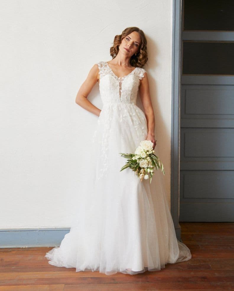 Vestido Largo de Novia Aura Tul Ivory Blanco L