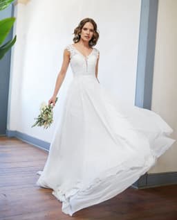 Vestido Largo de Novia Aura Gasa Ivory Blanco L