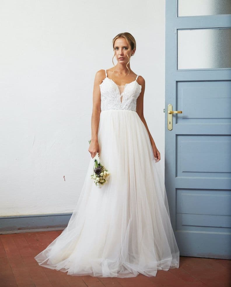 Vestido Largo de Novia Soleil Nude Beige L