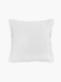 Funda Cojin Algodon Panal 45x45 Blanco Verde