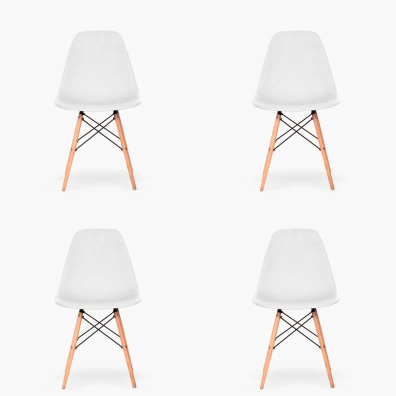 Pack 4 Sillas Comedor Eames DSW Blanco