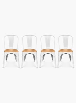 Pack 4 Sillas Tolix Asiento Madera Blanco