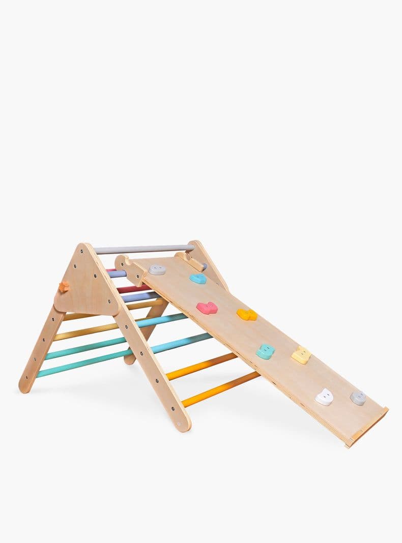 Set Triangulo Pikler con rampa de Madera Infantil Rainbow Multicolor
